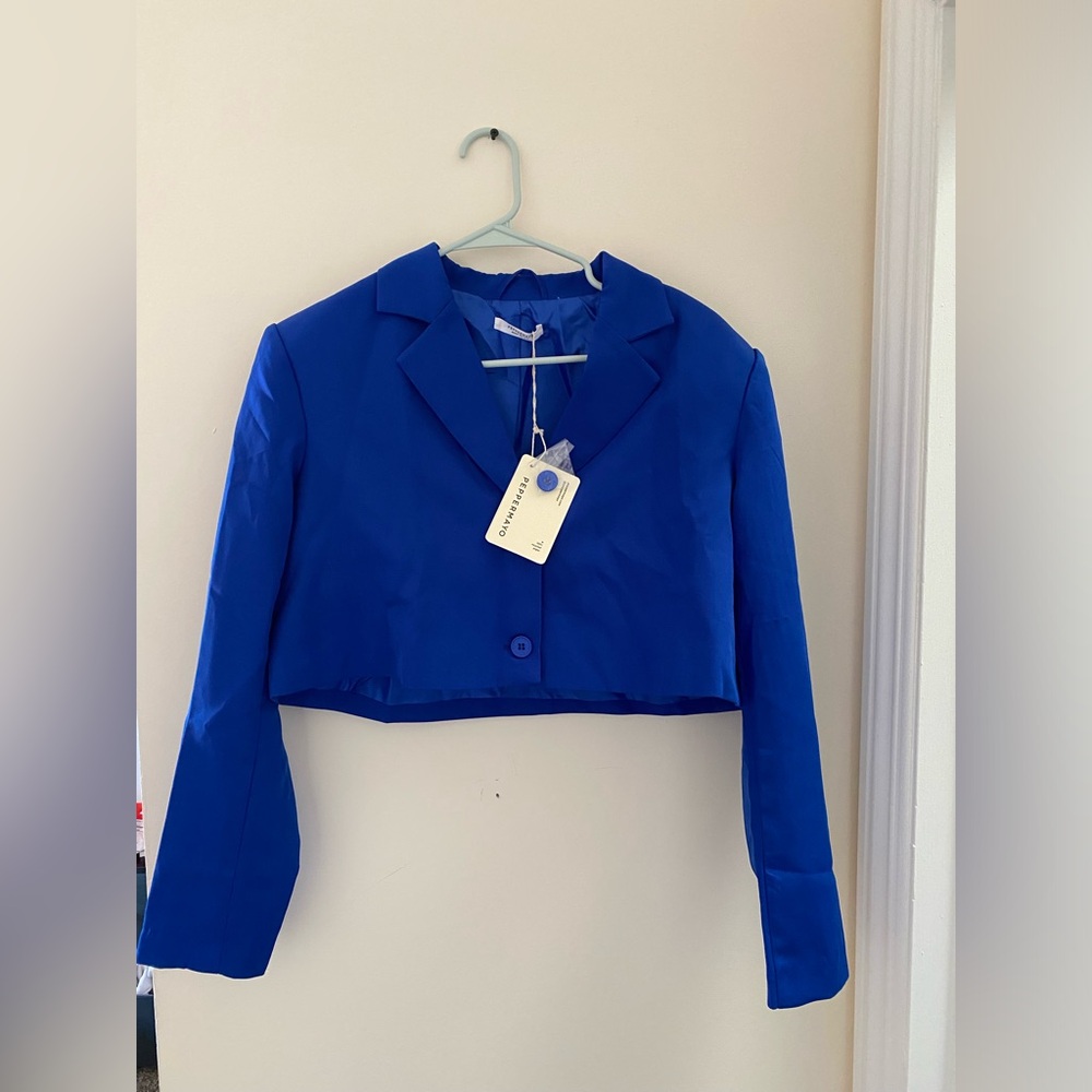 Peppermayo Cute cropped cobalt blue blazer NWT - Picture 3 of 7